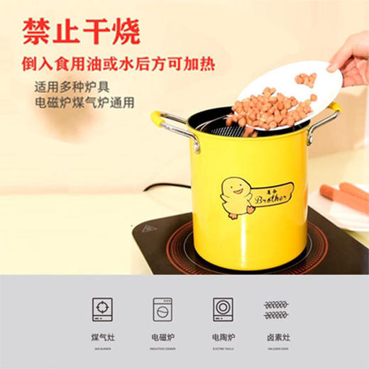 多功能炸炸壶 家用少油烟小炸锅精铁带涂层油炸锅电磁炉燃气灶通用 商品图1