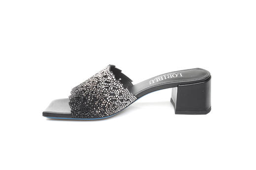 豪麟名鞋奥莱LORIBLU女鞋羊反绒面革+施华洛世奇凉拖LR05150L黑色  原价5260元 商品图1