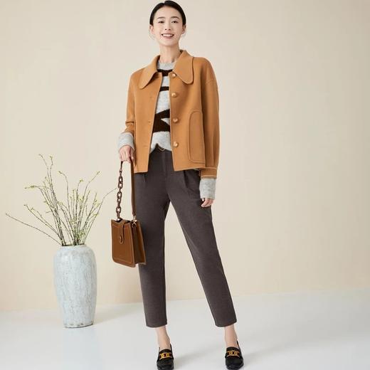 玳莎双面呢短款外套女冬季新款小个子简约通勤宽松毛呢大衣 BD37302 商品图1