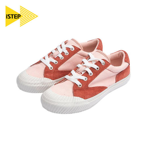 【正品】istep2022新款ins帆布鞋女板鞋时尚平底休闲鞋百搭潮流牛反绒皮鞋 商品图1
