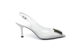 豪麟名鞋奥莱LORIBLU女鞋半凉鞋羊皮革LR05635B白色  原价4960元