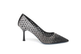 豪麟名鞋奥莱LORIBLU女鞋皮鞋羊反绒面革+施华洛世奇LR005378P黑色  原价6600元