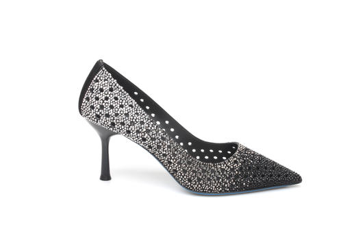 豪麟名鞋奥莱LORIBLU女鞋皮鞋羊反绒面革+施华洛世奇LR005378P黑色  原价6600元 商品图0