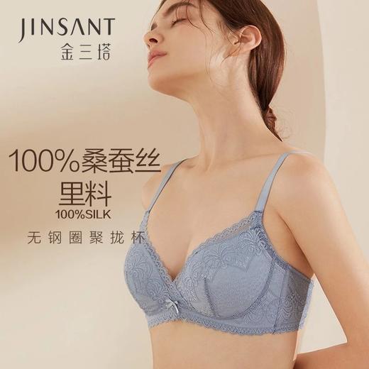 金三塔真丝无钢圈内衣女100%桑蚕丝里料棉花糖BRA聚拢文胸   NZFAB307 商品图0