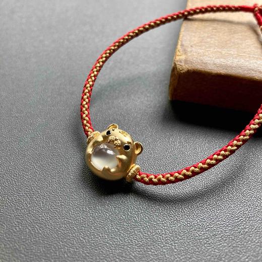 高冰种翡翠萌萌虎年平安手绳手链18k黄金镶嵌 商品图1