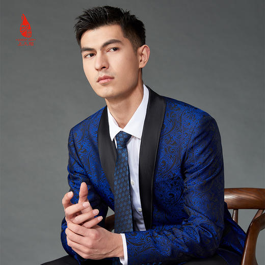 SAINTJOY/上久楷 宋锦领带 S纹 孔雀蓝LD15602-1 商品图4