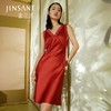 金三塔19姆米重磅100%桑蚕丝真丝性感美背红色婚庆本命年睡裙睡衣 YSFCA302 商品缩略图0