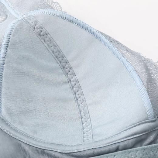 金三塔真丝里料 舒适美肤唯美蕾丝美背无钢圈三角杯法式纯感内衣 NZFBC315 商品图3