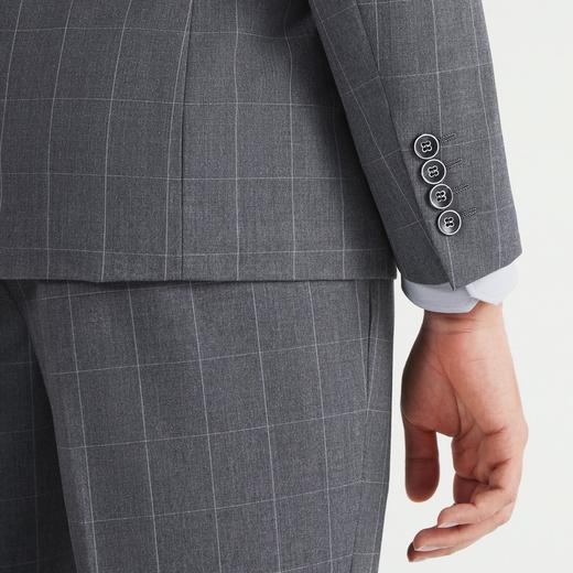 柒牌男士西装套装韩版结婚礼服商务休闲帅气中灰色英伦风格子西服	122C70390 商品图3