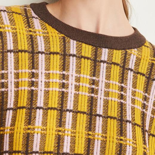 QE64A瑟俪（斯尔丽高端）舒适柔软低圆领撞色超细羊毛长袖毛衣针织衫 商品图5