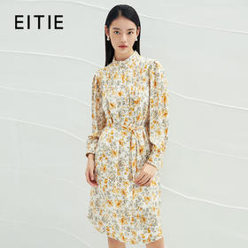 EITIE爱特爱春季新款气质立领碎花时尚清新收腰a字连衣裙A2207931