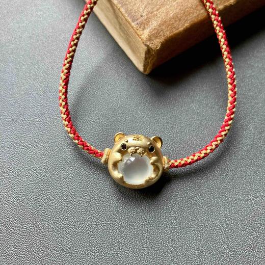 高冰种翡翠萌萌虎年平安翡翠手绳手链18k黄金镶嵌 商品图2