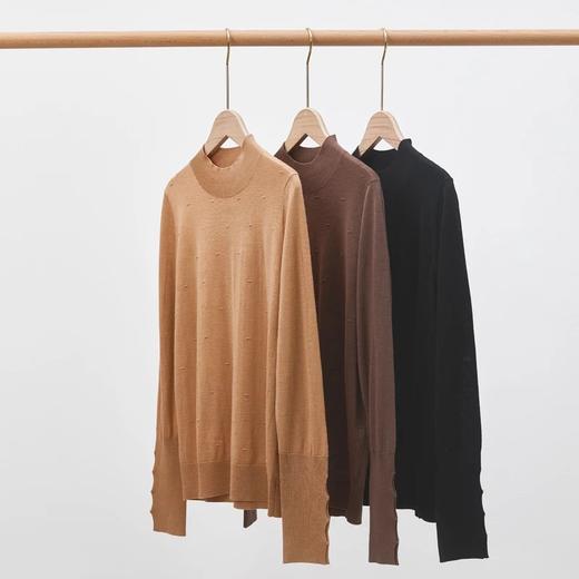 玳莎100%绵羊毛半高领长袖套头衫时尚外穿 提花打底内搭  BD33312 商品图0