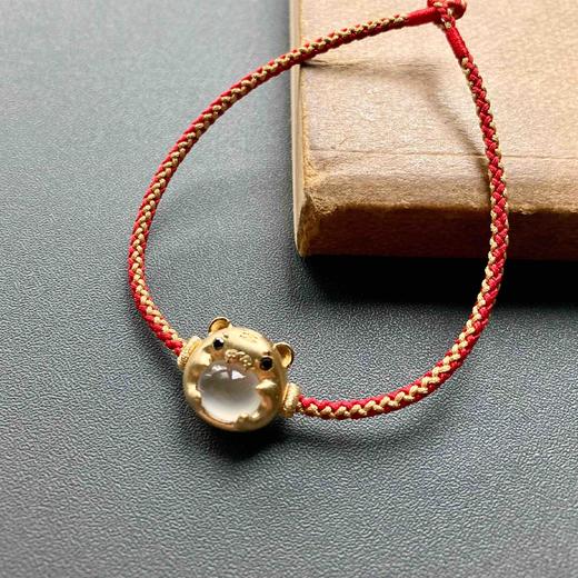 高冰种翡翠萌萌虎年平安手绳手链18k黄金镶嵌 商品图1