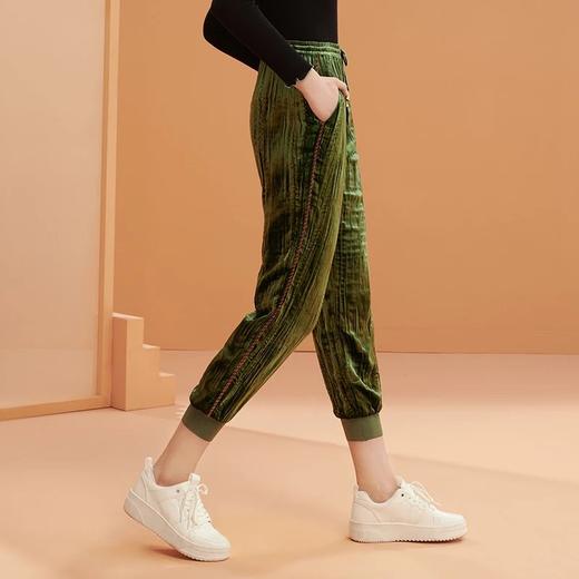 金三塔复古桑蚕丝丝绒长裤秋冬女显瘦休闲舒适直筒家居睡裤 YSFBD901 商品图3
