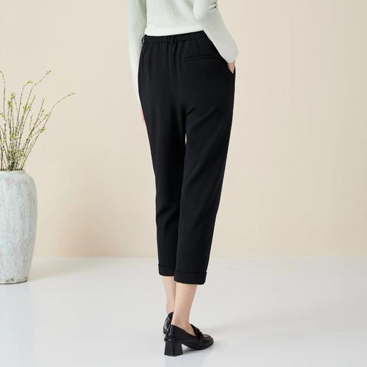 玳莎修身九分裤女秋季新款黑色百搭显瘦休闲裤简约设计感裤子 BC36303 商品图4