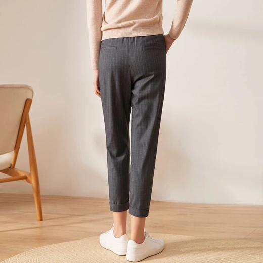 玳莎新款高腰九分哈伦休闲宽松小脚裤条纹直筒西装裤 BA36306 商品图2