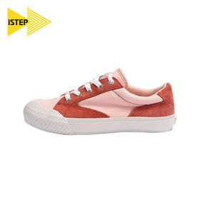 【正品】istep2022新款ins帆布鞋女板鞋时尚平底休闲鞋百搭潮流牛反绒皮鞋