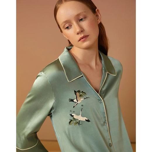 金三塔新品真丝衬衫式睡裙100%桑蚕丝可外穿睡衣家居服女  YSFAC306 商品图1