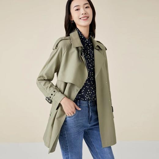 玳莎一手长风衣女新款秋季气质大翻领中长款小个子休闲外套带设计 BC38301 商品图1