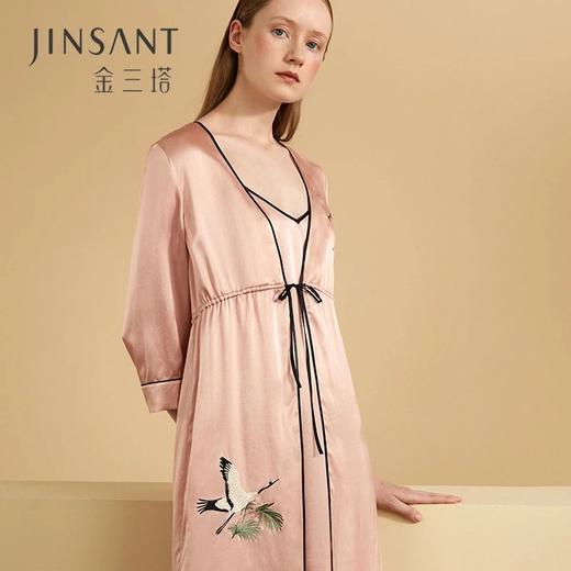 金三塔新品 真丝睡袍女100%桑蚕丝绣花可外穿睡衣家居服  YSFAC101 商品图0