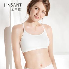金三塔100%真丝带胸垫防走光吊带抹胸女透气运动文胸内衣  2NZF4B405
