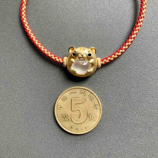 高冰种翡翠萌萌虎年平安手绳手链18k黄金镶嵌 商品图4