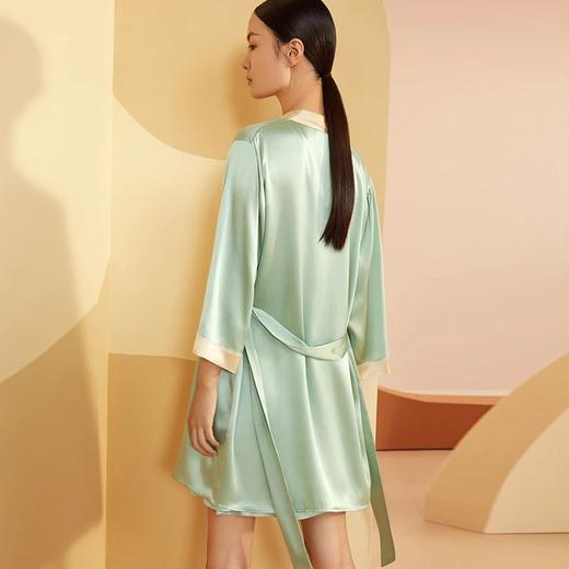 金三塔真丝纯色睡袍 凉感透气桑蚕丝睡衣女YSFBA105 商品图2