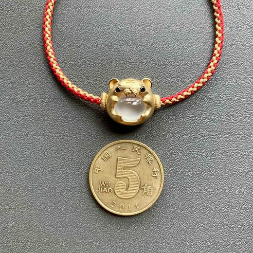 高冰种翡翠萌萌虎年平安手绳手链18k黄金镶嵌 商品图4