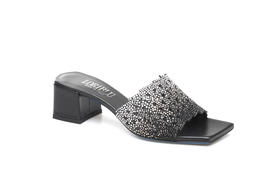 豪麟名鞋奥莱LORIBLU女鞋羊反绒面革+施华洛世奇凉拖LR05150L黑色  原价5260元