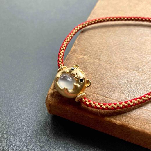 高冰种翡翠萌萌虎年平安手绳手链18k黄金镶嵌 商品图2