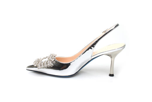 豪麟名鞋奥莱LORIBLU女鞋半凉鞋羊皮革+施华洛世奇LR133P银色  原价5260元 商品图1