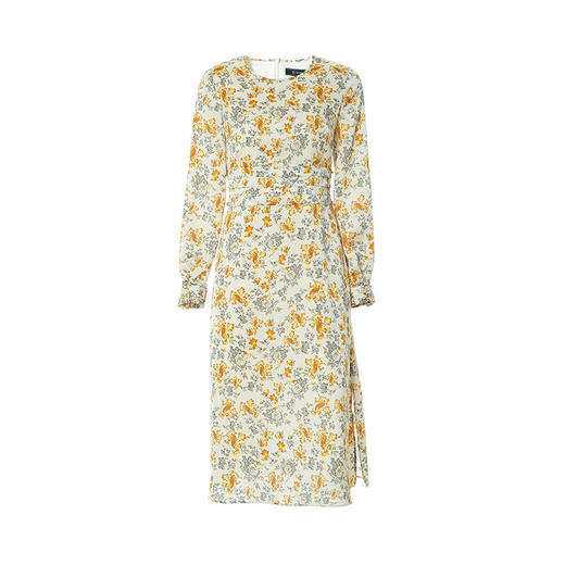 EITIE爱特爱春季新款圆领收腰a字碎花清新时尚长袖裙子连衣裙A2207929 商品图4