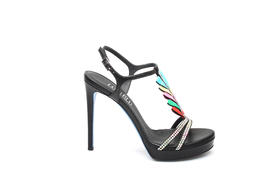 豪麟名鞋奥莱LORIBLU女鞋凉鞋羊皮革+施华洛世奇LR05512L黑色  原价6600元