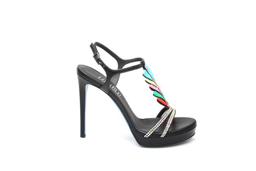 豪麟名鞋奥莱LORIBLU女鞋凉鞋羊皮革+施华洛世奇LR05512L黑色  原价6600元 商品图0