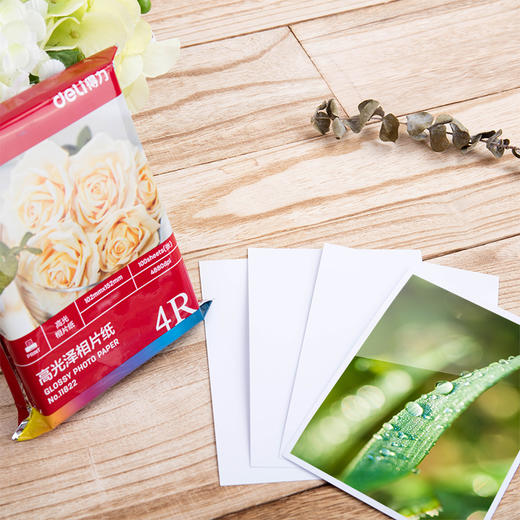 得力11822高光相片纸-4R-230g㎡(白)(100张盒) 商品图0