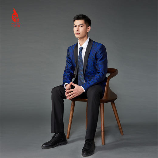 SAINTJOY/上久楷 宋锦领带 S纹 孔雀蓝LD15602-1 商品图3