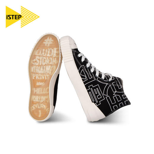 iSTEP2023新款女鞋印花天生反骨纯色高帮帆布鞋学生透明底板鞋 商品图2