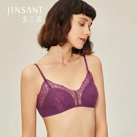 金三塔真丝性感蕾丝绣花三角杯文胸无钢圈超薄杯桑蚕丝抹胸内衣薄7NZF7B301