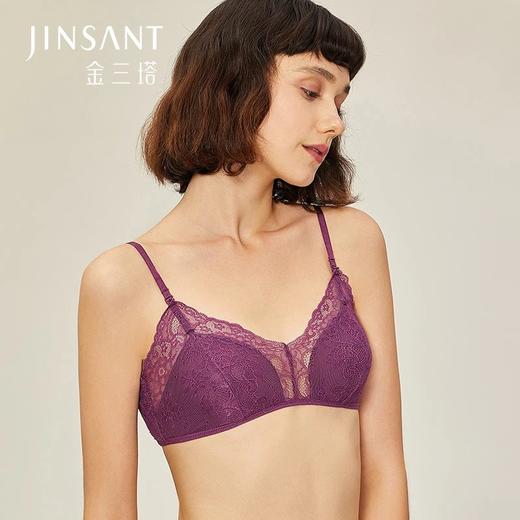 金三塔真丝性感蕾丝绣花三角杯文胸无钢圈超薄杯桑蚕丝抹胸内衣薄7NZF7B301 商品图0