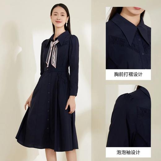 玳莎泡泡袖连衣裙2022春季上新款气质收腰显瘦百搭长袖衬衫式连衣裙 CA35301 商品图1