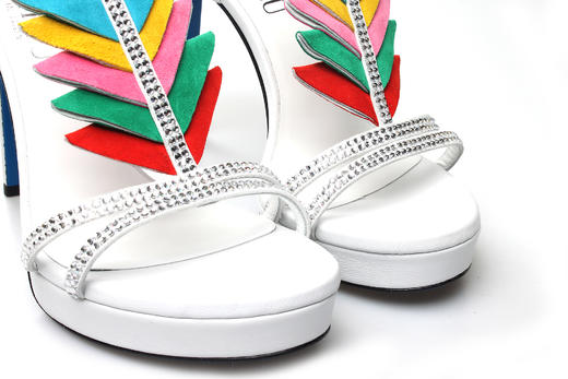 豪麟名鞋奥莱LORIBLU女鞋凉鞋羊皮革+施华洛世奇LR05512L白色  原价6600元 商品图2