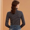 金三塔真丝打底衫女撞色条纹100%桑蚕丝长袖高领T恤内搭养肤上衣   NZFBC728 商品缩略图3