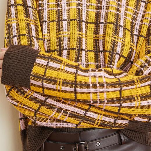 QE64A瑟俪（斯尔丽高端）舒适柔软低圆领撞色超细羊毛长袖毛衣针织衫 商品图4