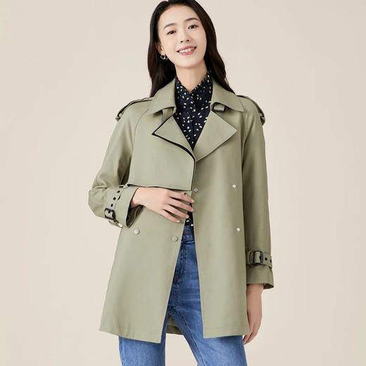 玳莎一手长风衣女新款秋季气质大翻领中长款小个子休闲外套带设计 BC38301 商品图0