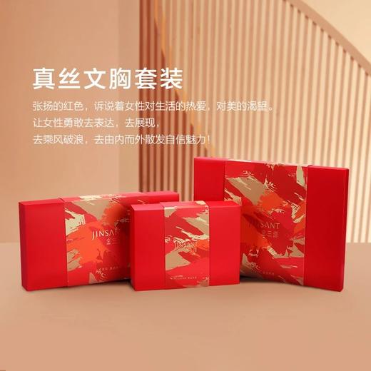 金三塔真丝【文胸套装】红色内衣桑蚕丝文胸内裤套 本命年婚庆  NZF7A306 商品图4