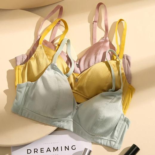 金三塔无钢圈文胸双面真丝缎面全罩杯光面无束缚亲肤内衣  NZFAA301 商品图3