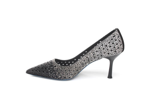 豪麟名鞋奥莱LORIBLU女鞋皮鞋羊反绒面革+施华洛世奇LR005378P黑色  原价6600元 商品图1