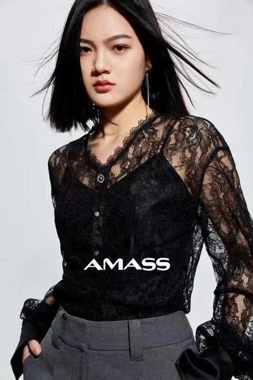 3楼阿玛施AMASS服饰黑色蕾丝上衣 商品图0