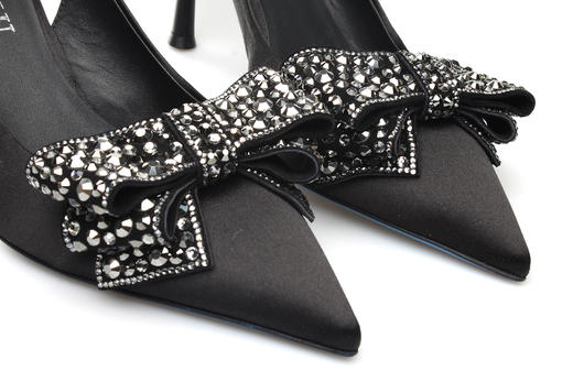 豪麟名鞋奥莱LORIBLU女鞋半凉鞋丝绸+施华洛世奇LR05261B黑色  原价5660元 商品图2